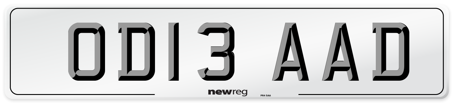 OD13 AAD Number Plate from New Reg